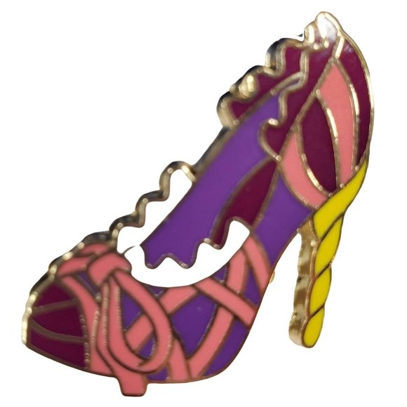 Disney Jewelry - Disney Parks Trading Pin Tangled Rapunzel Purple High Heel Princess Shoe Badge